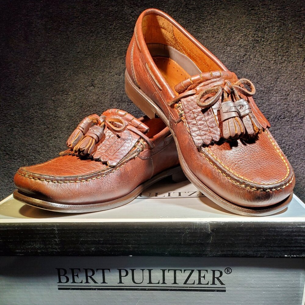 VINTAGE BERT PULITZER GREGORY KILTIE TASSEL SLIP ON LOAFERS...NEW IN BOX...9 1/2